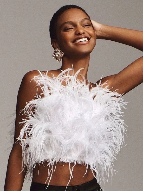 Audrey Adele Feathered Top - Picture 1 of 3